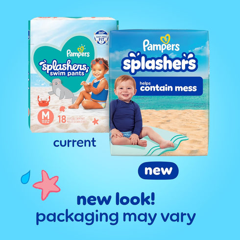 Pampers Swim Diapers - Splashers - Size 4, 18 Count, Gap-Free Disposable Baby Swimming Pants...