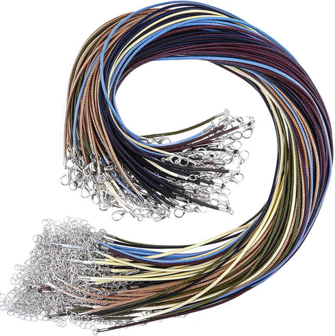 Necklace Cord, Selizo 100pcs Necklace String, Waxed Cotton Necklace Cord with Clasp Bulk for Jewelry Bracelet Making, Beads, Pendants, Charms...