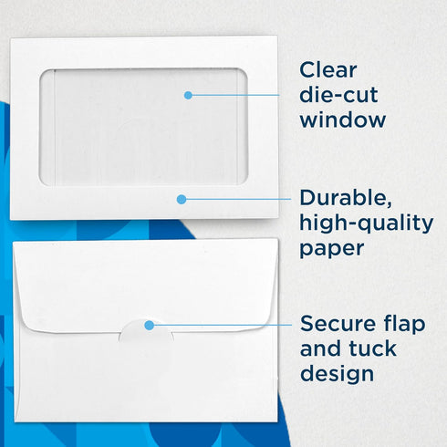 Guardian Gift Card Envelopes with Clear Window, Pack of 100 Blank Small Envelopes for Gift Cards, Business Cards, Key Cards, and More, 2 ½ Inches ...