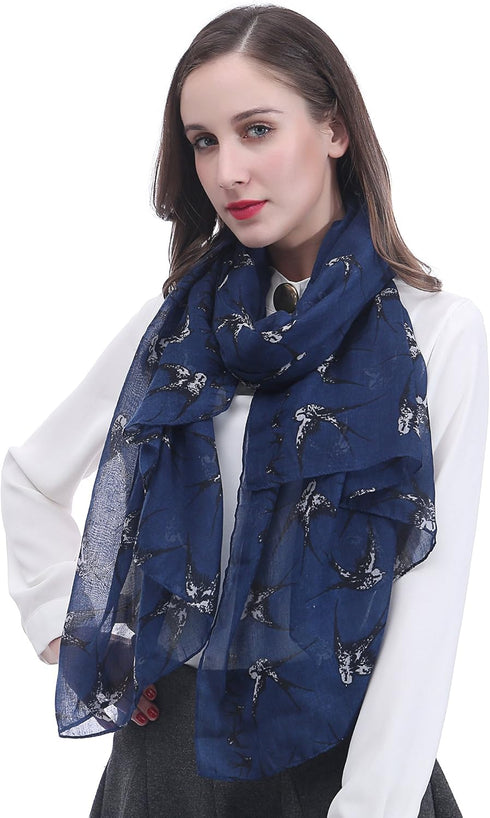 Swallow Bird Print Women's Scarf Shawl Wrap Lightweight...