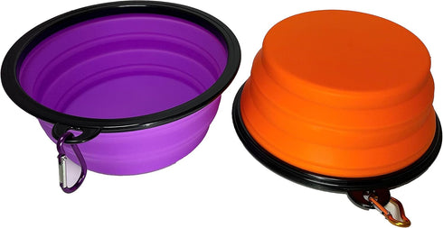 Large Portable Collapsible Pet Bowl, Foldable Food & Water Dish for Dogs & Cats, Ideal for Travel, Hiking, Camping & Outdoor Activities (Purple + ...