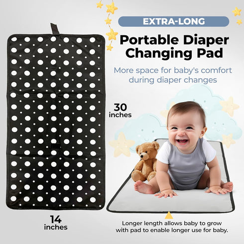 Portable Diaper Changing Pad - Extra Long - Waterproof Foldable Lightweight Baby Travel Mat - Newborn Registry Essential - Great Shower Gift for M...
