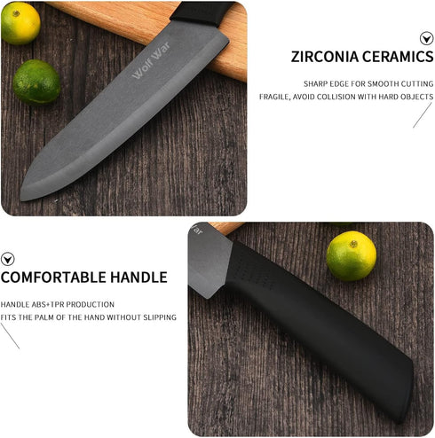 Ceramic Knife, Ceramic Knife Set with Protective Cover, Kitchen Knife Set with 4-Piece Knife and 1 Peeler, Chef's Knife Sets for Meat, Fruit, Vege...
