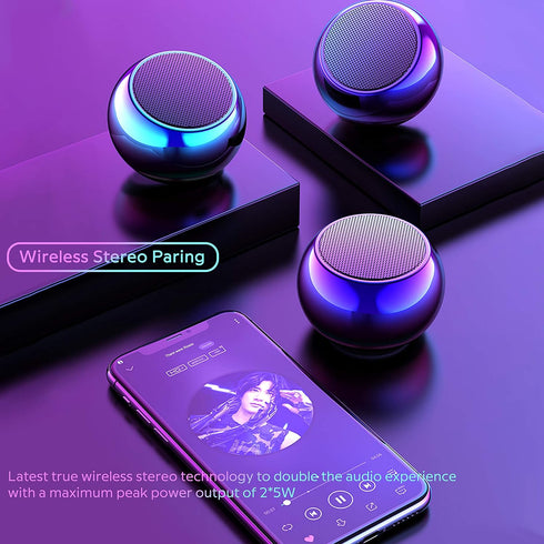 TWS Wireless Portable Small Bluetooth Speakers with Big Sound, Wireless Stereo Pairing, Metal Enclosure,Minimalism Design, Nylon Lanyard for Echo ...