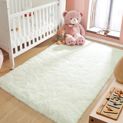 LOCHAS Ultra Soft Indoor Modern Area Rugs Fluffy Living Room Carpets for Children Bedroom Home Decor Nursery Rug 3x5 Feet, Cream...