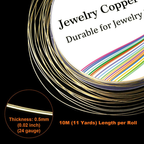 EuTengHao 6 Colors Jewelry Copper Wire Jewelry Beading Wire for Bracelet Necklaces Craft Jewelry Making Supplies (66 Yards,24 Gauge)...