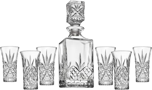 Godinger Mini Whiskey Decanter and Shot Glasses Barware Set - 10oz Decanter for Scotch Wine or Vodka - Dublin Collection...