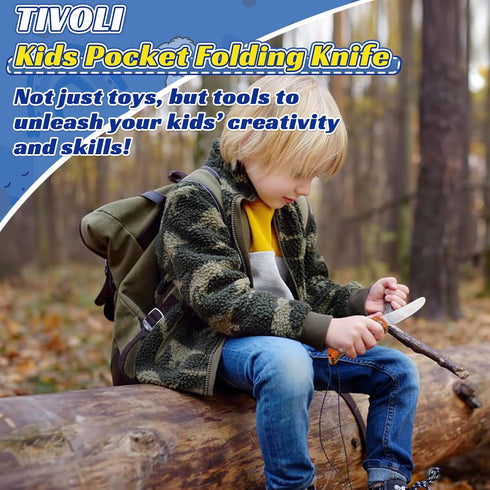 TIVOLI Kids Pocket Knife Folding Knife Safety Knife for Kids with Safe Rounded Camping Knife Designed for Children's Outdoor Camping with Hanging ...