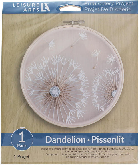Leisure Arts Embroidery Kit 6" Dandelion - embroidery kit for beginners - embroidery kit for adults - cross stitch kits - cross stitch kits for be...