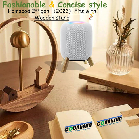 Real Wood Stand for Homepod 2nd gen (2023 Released), Sturdy Wooden Holder with Metal Frame,Safe Stable Mount Protect Home pod 2nd Speaker for Soun...
