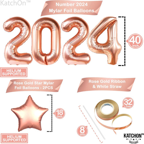 KatchOn, Rose Gold 2025 Balloons Graduation - Giant, 40 Inch | 2025 Rose Gold Balloons, Star Balloons | Grad Decorations Class of 2025 Balloons | ...