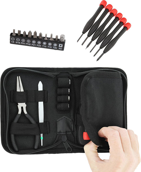ABN 25-Piece Tri-Fold Mini Tool Set for Dorm, Travel, Office, Home Tool Kit with Case - Basic Tool Set for Home Repairs...