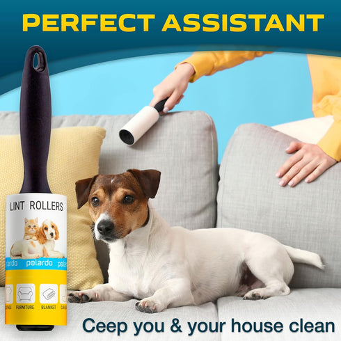 Lint Rollers for Pet Hair, Sticky, Remover for Couch, Clothes Furniture and Carpet. Dog Hair Remover Cat Hair, Animal Fur, Fuzz. 5 Large Lint Roll...