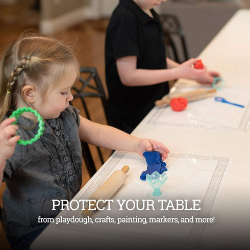 White Disposable Placemats for Baby, Kids, Toddler, Children, Adults - Neat and Sticky Plastic Placemat Table Topper Solutions for Restaurant, Sch...