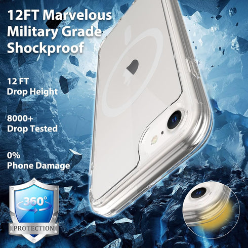 Magnetic for iPhone SE Case 2022/2020,iPhone 8/7 Case,Compatible with MagSafe,Shockproof Anti-Scratch Clear Thin Slim Phone Case.Clear Magnetic....