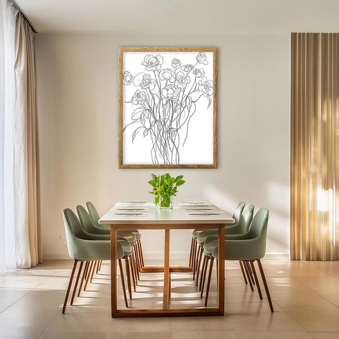 Posterizer 1 pcs-black and white-minimalist drawing style-line art chic flowers-Floral & Botanical Art-Abstract & Modern Art-Decor for Home & Offi...