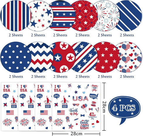 Whaline 24 Sheet 4th of July Pattern Paper with 4 Sheet Stickers Scrapbook Paper Double-Sided Collection Decorative Craft Paper Folded Flat for Pa...