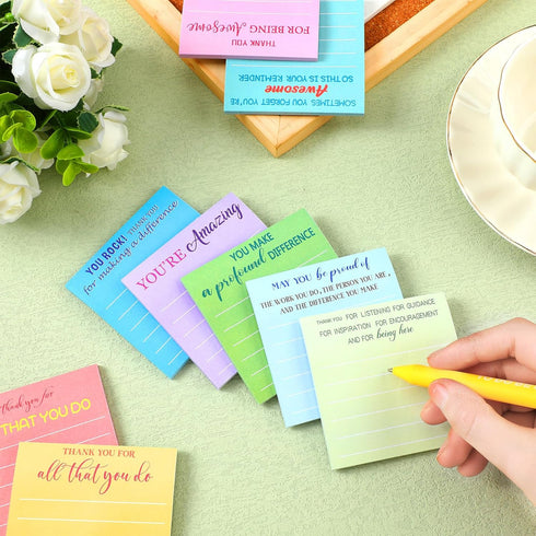 Yinder 24 Pcs Employee Appreciation Sticky Notes Thank You Gifts Bulk End of Year Teacher Gift Mini Pocket Inspirational Notepads for Coworker Gra...