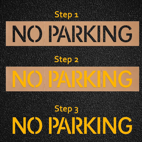 Qilery 2 Pcs Reserved Reusable Pavement Letter Stencil No Parking 4 x 26'' Parking Lot Stencil Recycled Cardboard Floor Stencil Pavement Marking S...