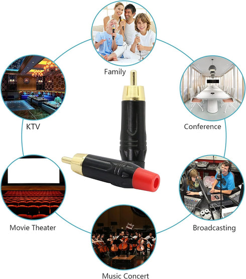 YACSEJAO RCA Male Plug,Audio Video in-Line Jack Adapter Gold Plated,RCA Plug,Solder Type Jack Plug,DIY-Connected RCA Plug,RCA Jack Connector Adapt...