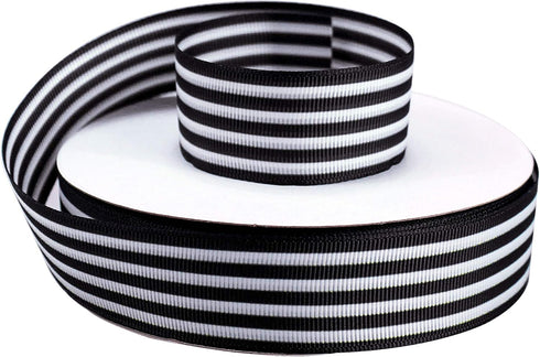 Black and White Striped Grosgrain Ribbon 1 Inch Christmas Gift Wrap Ribbon for DIY Hair Accessories Crafts Party Wedding Holiday Decoration 25 Yar...