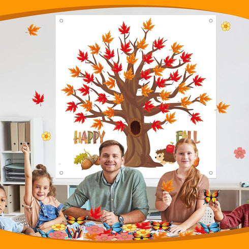 Tatuo 125 Pcs Classroom Tree Bulletin Board Set 47 x 46 Inch Tree Background Owl Leaves Dot Bulletin Board Cutouts for Elementary School Teacher C...