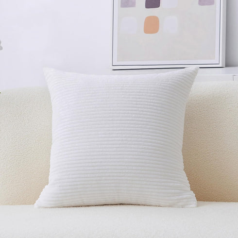Home Brilliant Euro Sham Super Soft Striped Corduroy Velvet Decorative Throw Pillow Cushion Cover for Baby Couch Bench Sofa Spring Decor, 26x26 in...