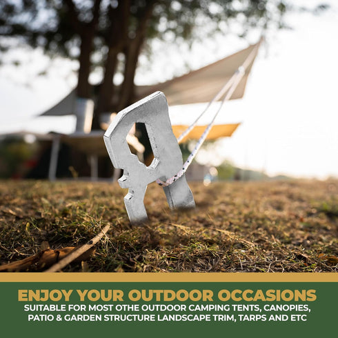 Camping Tent Stakes - Heavy Duty Tent Pegs Outdoor, Metal Tarp Spikes and Inflatable Tent Pole Pins 6 Pack...