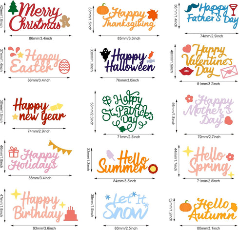 15PCS Word Die Cuts for Card Making Mother's day Die Happy Birthday Metal Cutting Dies Holiday Words Die Cuts for DIY Scrapbooking Photo Album for...