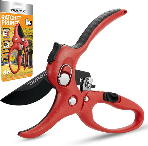 DURXO - Ratchet Pruning Shears, Garden Shears with Effort-Saving Device, Heavy Duty Anvil Pruners with Replaceable Cutting Blade Design. Gardening...