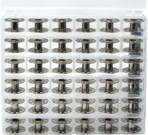 Mandala Crafts Empty SA156 Bobbins for Brother Sewing Machine - 36 Metal Bobbins for Singer Sewing Machine - Class 15j Bobbins for Kenmore Bernina...
