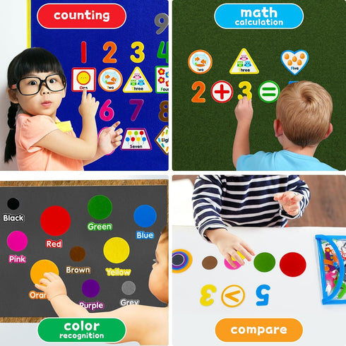PENGFULL Felt Learning Numbers,44 Felt Board Pieces for Felt Flannel Board,Math Addition and Subtraction Colors Learning for Kindergarten,Preschoo...
