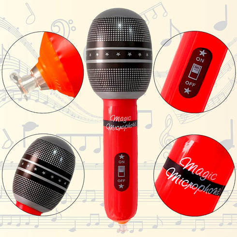 6 Pieces Inflatable Microphones (Random Colors) Birthday Party Decorations 9.8 Inches Inflatable Cosplay Microphone - Back To 80s 90s Birthday Par...
