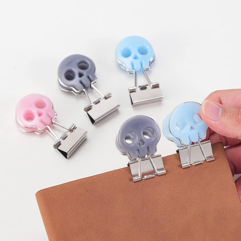 Skull Shape Medium Paper Clips, Binder Clips, Easy Grip, Assorted Color, School Office Supplies, 10 Pcs/Set...