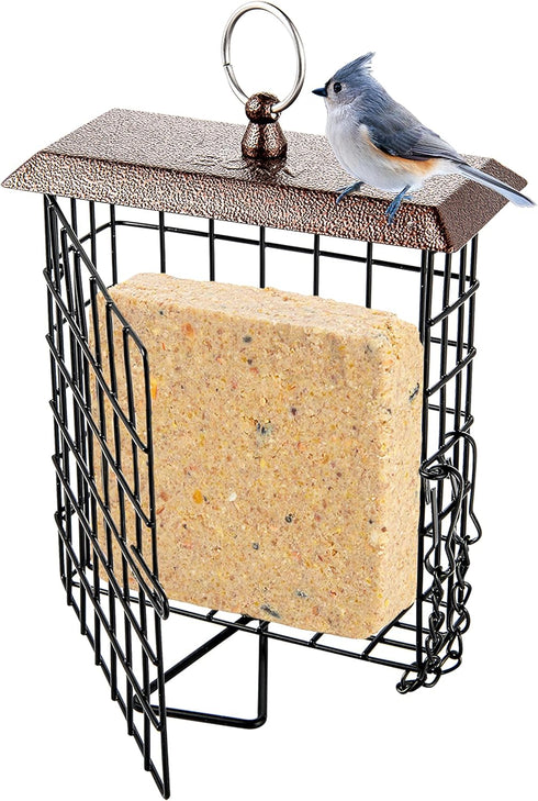 iBorn Suet Feeder Suet Bird Feeders for Outside Hanging,Squirrel Proof Suet Cakes Bird Feeder for Wild Birds,Metal Brown(Pack of 1)...