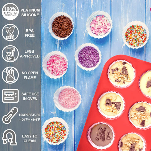 Anaeat Silicone Muffin Pan - 6 Cups Non-Stick Cupcake Molds, Food Grade Silicone Baking Tray for Making Egg Muffin, Cupcake, Quiches, Tart and Des...