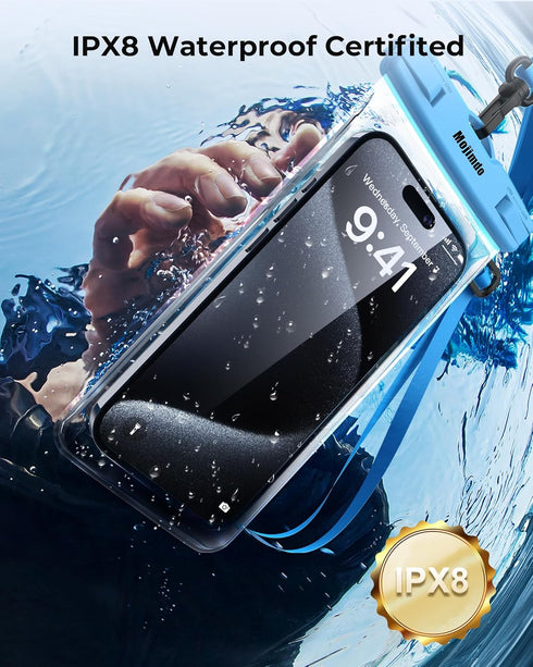 Waterproof Phone Pouch 8'', IPX8 Waterproof Phone Case with Lanyard Protector for iPhone 15 14 13 12 11 Pro Max XR XS 8 7 Plus Samsung Galaxy, Cel...