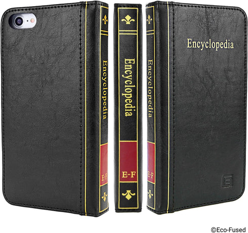 Eco-Fused Book Cover Case Compatible with Apple iPhone 8 and iPhone 7 - Wallet Style Credit Card and Bill Slots Inside - Vintage Encyclopedia Desi...
