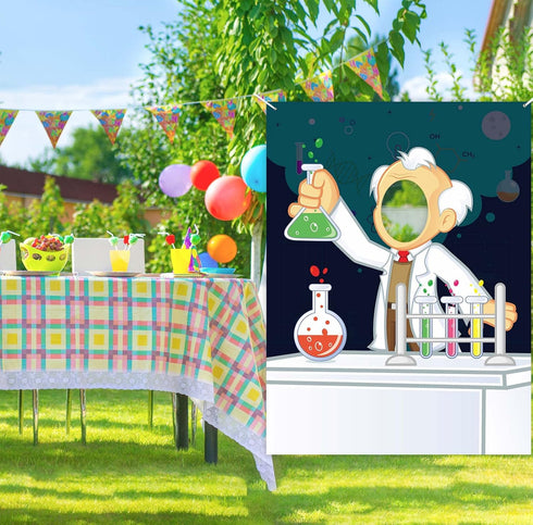 Scientists Doing Experiments Banner Pretend Play Party Game Backdrop Science Chemistry Theme Decor Decorations for School Science Laboratory Scien...