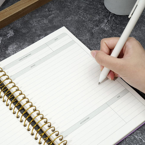 Meeting Notebook with Action Items Work Notebook for Note Taking 120 Sheets A5 Meeting Notebook for Office Business Meeting Agenda Book for Men Wo...