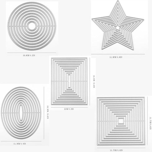 5PCS Nesting Basic Metal Dies for Card Making Rectangles Ovals Circles Squares Stars Shape Metal Cutting Dies for DIY Scrapbooking Paper Crafting ...