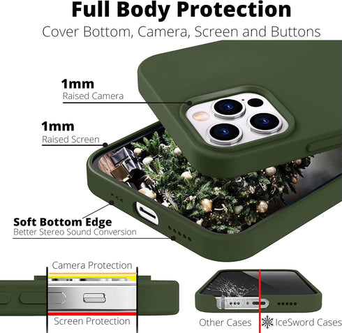 IceSword iPhone 12 Pro Max Case Dark Green, Thin Liquid Silicone Shockproof Phone Case Cover, Deep Forest Green, Gel Rubber Drop Protective 6.7" [...