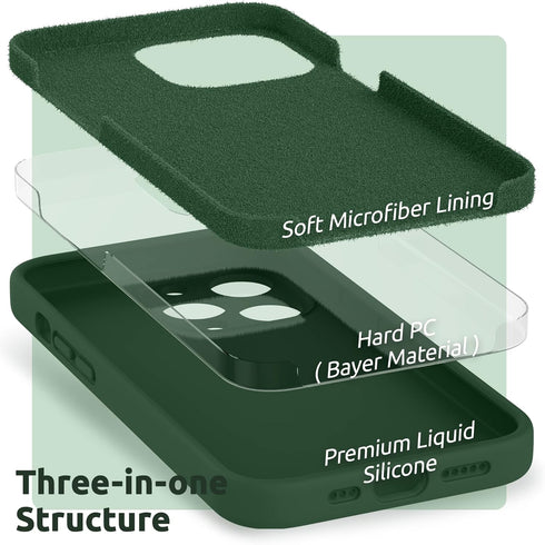 SURPHY Compatible with iPhone 13 Pro Case with Screen Protector, (Camera Protection & Soft Microfiber Lining) Liquid Silicone Phone Case 6.1 inch ...