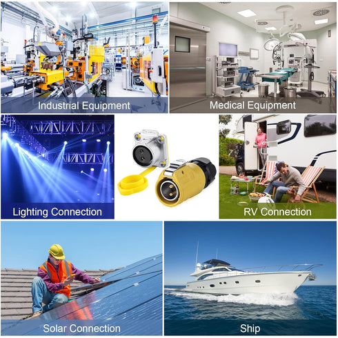 2 Pin Waterproof Connectors, Waterproof Electrical Connectors, M20 Power Connectors, Aviation Cable Connectors for Automotive, Marine, Lights, and...
