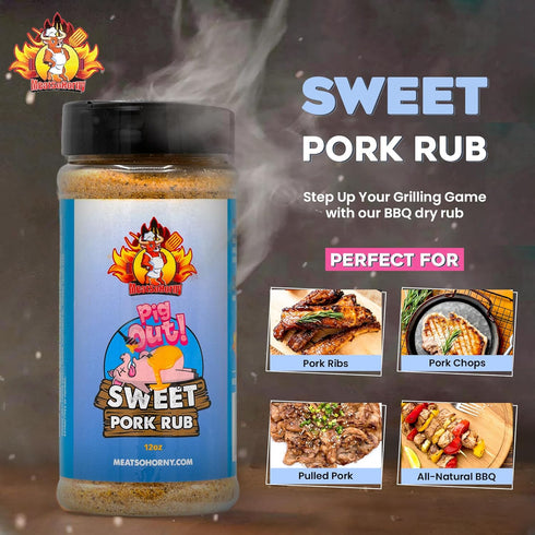 MeatSoHorny Pig Out Pork Rub | BBQ Rub for Smoking, Seasoning & Grilling | Pulled Pork Rub, Steak, Brisket, Beef, Chicken, Turkey, Poultry | No Ad...