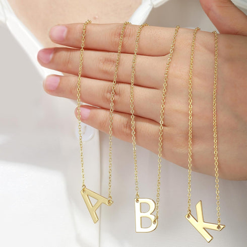 Ursteel Initial Necklaces for Women - Dainty 14K Gold Plated Letter Necklaces for Women Trendy, Simple Cute Initial Personalized Monogram Pendant ...