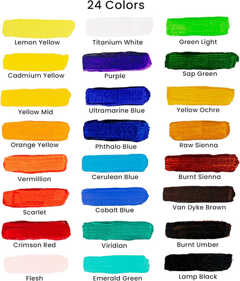 WA Portman 24pk Acrylic Paint Set - Lightfast Acrylic Paint Set for Adults and Children - Acrylic Set is a Great Addition to Painting Supplies and...