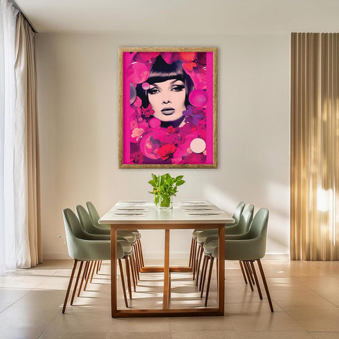Posterizer 1 pcs-woman with pink and purple butterflies collage-Retro Art-Abstract & Modern Art-Gift for Art Lovers- UNFRAMED Wall Art...