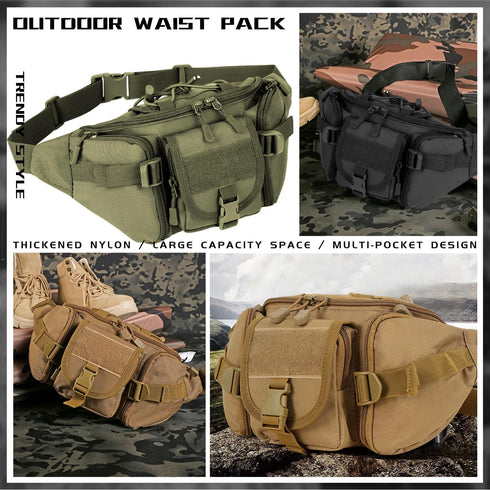 Tactical Fanny Pack, Military Outdoor Waist Bag Belt Packs Hip Bumbag Utility Bags with Adjustable Strap for Cycling Hiking Hunting (Green)...