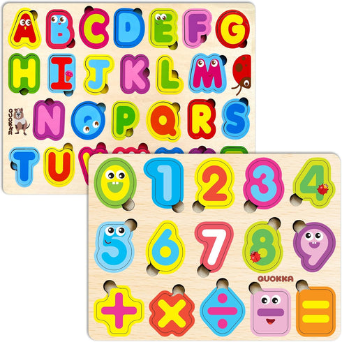 QUOKKA Wooden Puzzles for Toddlers 3-5 - Alphabet Toddler Puzzles 1-3 Years Old - ABC Gift Educational Toys for Boys and Girls - Wood Games for Ch...